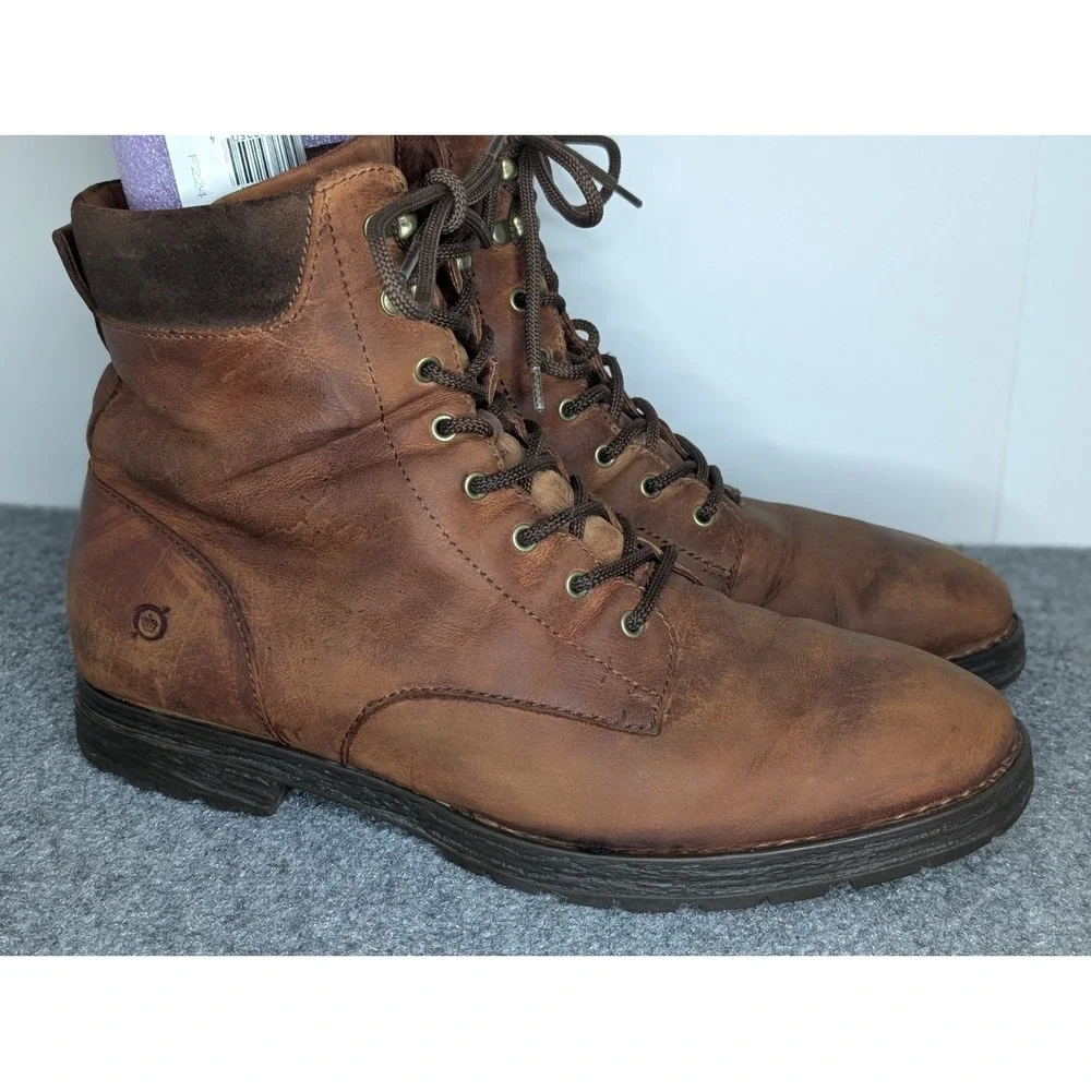 Born Brown Leather Suede Lace Up Combat Boots Men's Size 15 READ**
